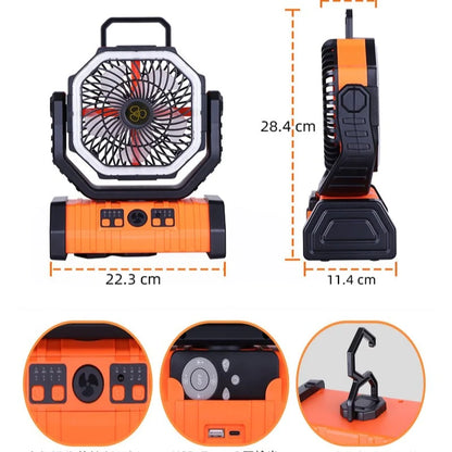 Outdoor Household Power Bank LED Light Camping Fan by Endo33 Markets
