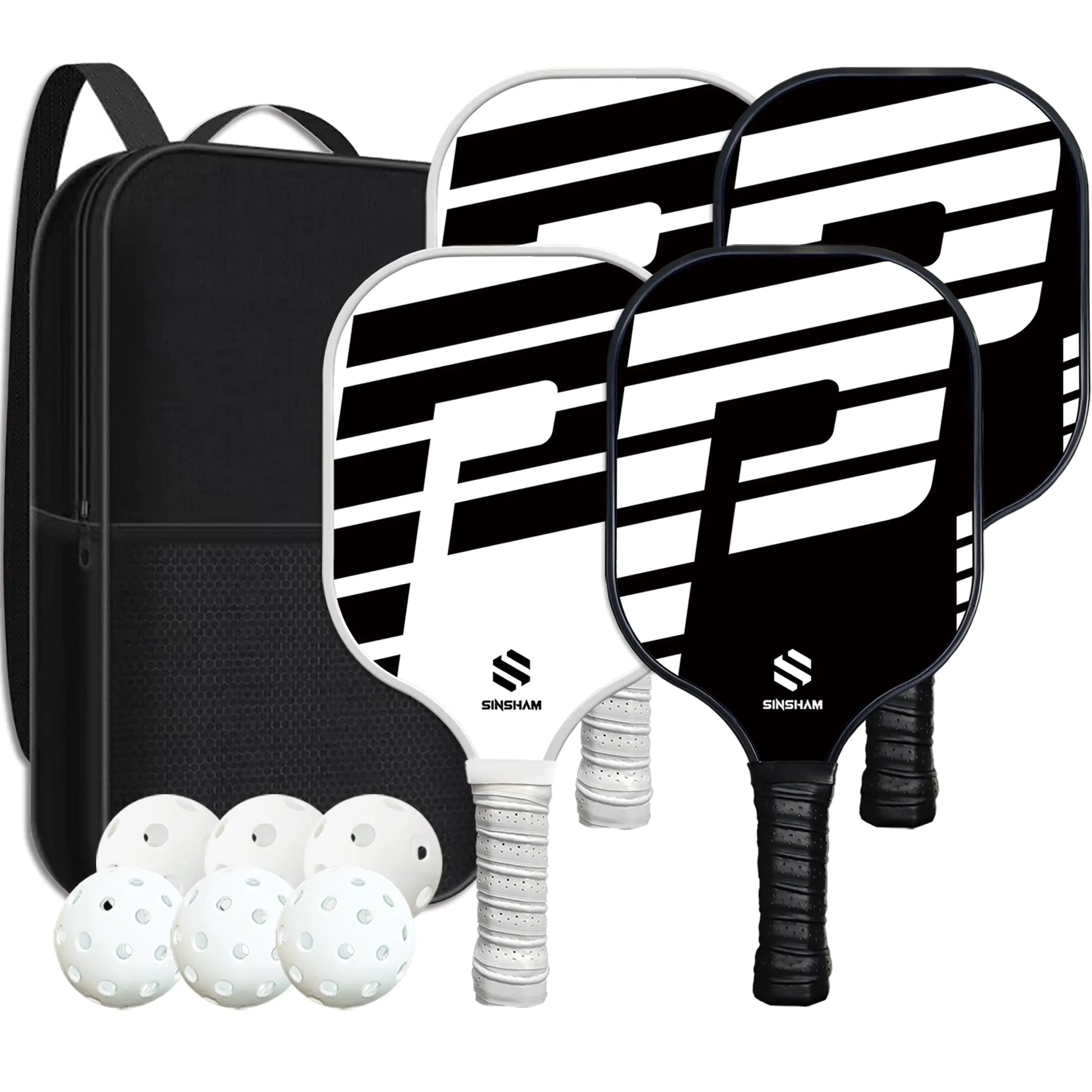 SINSHAM Pickleball Paddles Set of 4 Graphite Pickleball Rackets Honeycomb Core Pickleball Set Includes 4 Pickleball Paddles+6 Pickleball Balls+1 Bag by Endo33 Markets