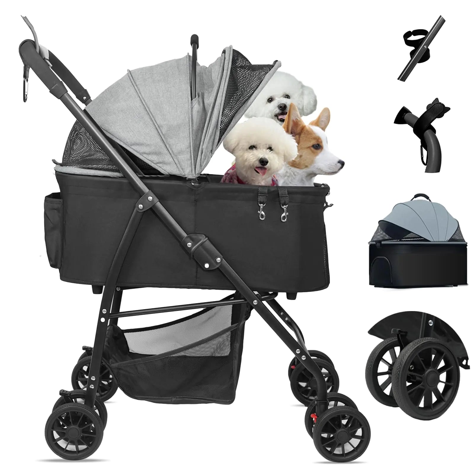 MILA&LOUIS Dog Stroller for Medium Dogs Lightweigh Pet Stroller for Small Dogs 4 Upgraded Wheels Dog Strollers with Cup Holder Hook Puppy Stroller with Detachble Spacious Cradle for Multiple Pets