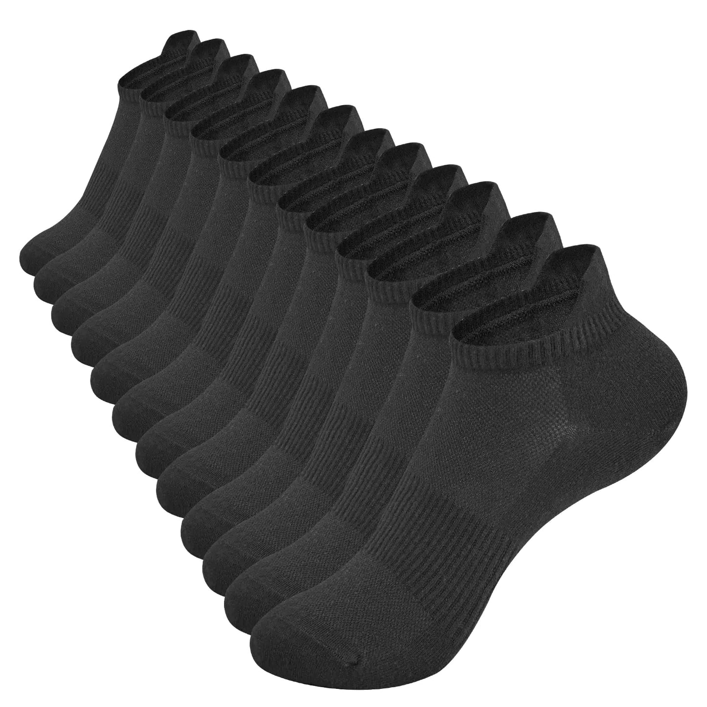 COZYOFFI Women Thin Ankle Socks: 6 Pairs Wear with Sneakers Tennis Shoes - Cotton Athletic Socks Black by Endo33 Markets