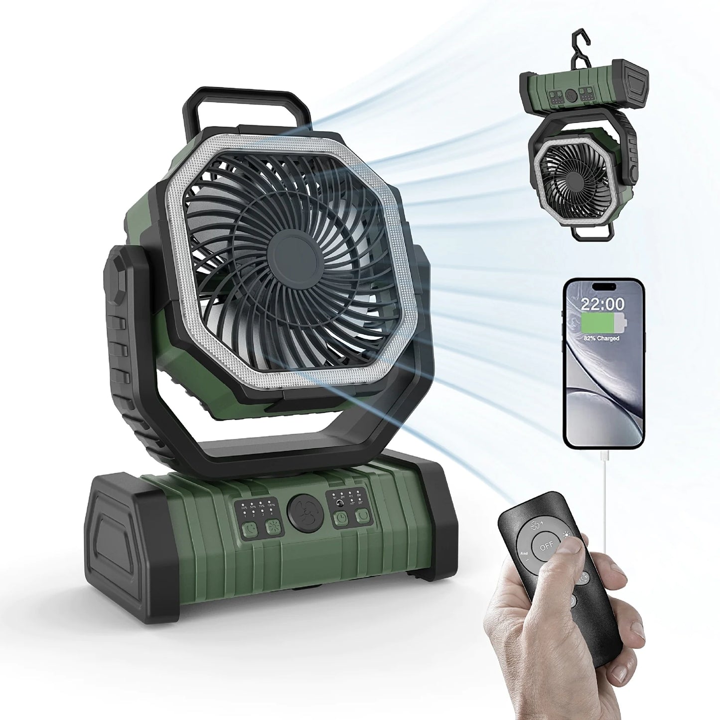 Outdoor Household Power Bank LED Light Camping Fan by Endo33 Markets